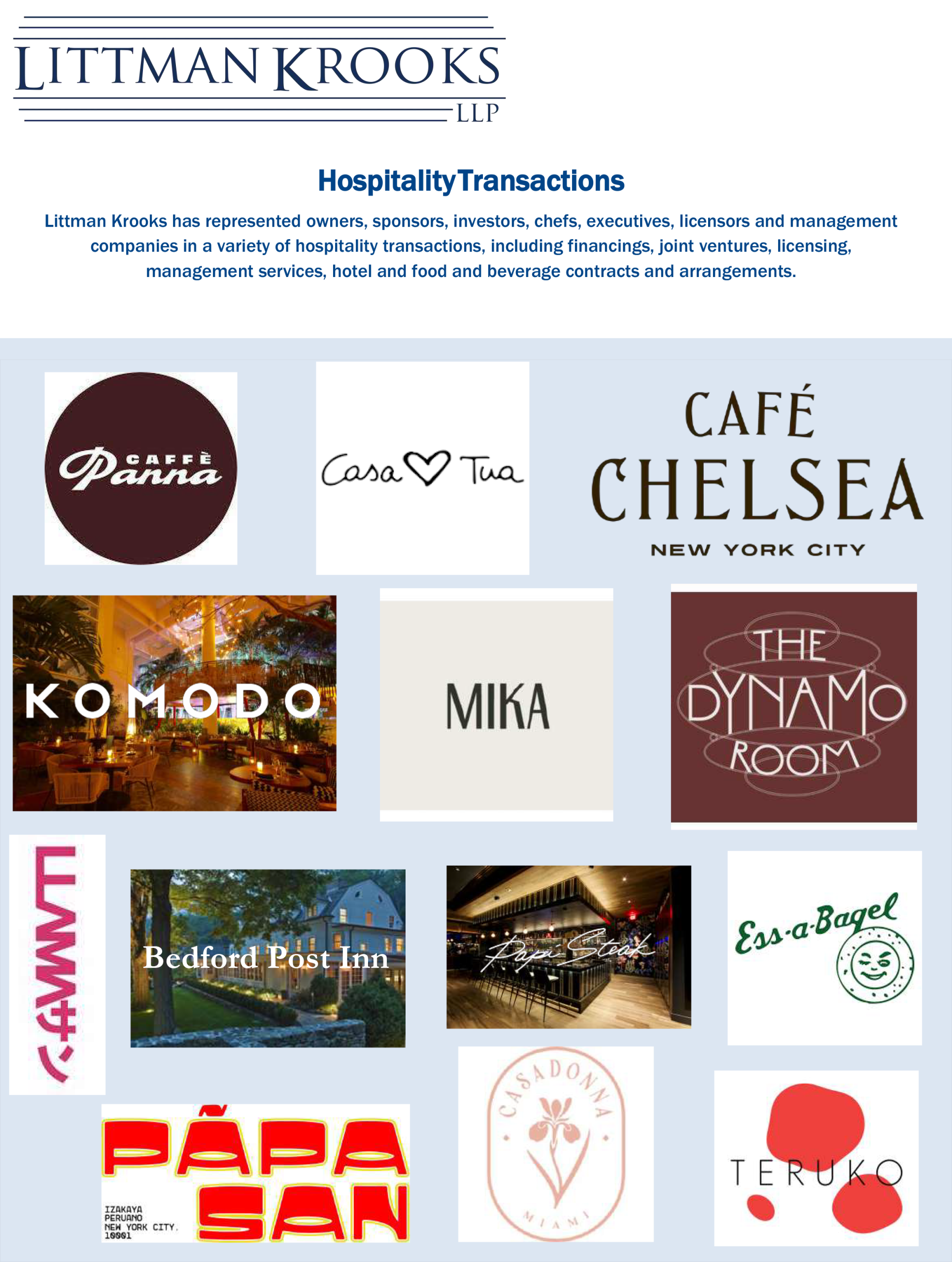 Littman Krooks Hospitality Transactions